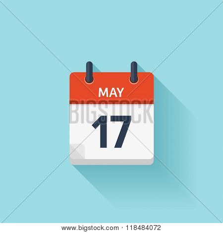 May  17. Vector flat daily calendar icon. Date and time, day, month. Holiday.