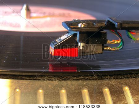 Phonograph Needles Cartridge Of A Turntable In Work