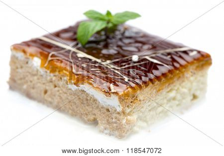 Tree milk cake called trilece isolated on white background.