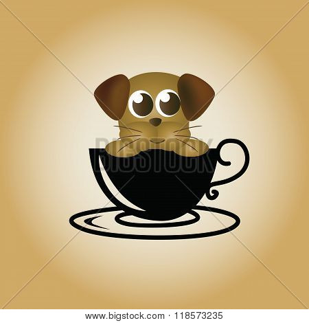 Cute dogs in cups of coffee.logo coffee vector.