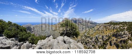 Panoramic image of Sa Calobra coast, Mallorca island, Spain