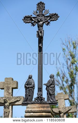 Old Abandoned Stony Orthodox Crosses In Poland