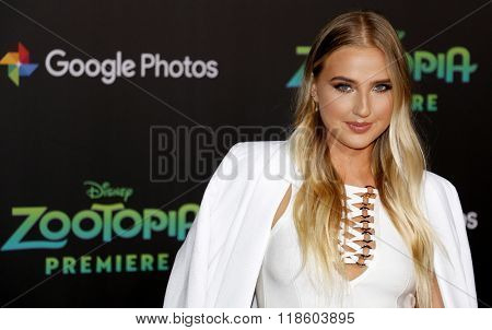 Veronica Dunne at the Los Angeles premiere of 'Zootopia' held at the El Capitan Theater in Hollywood, USA on February 17, 2016.