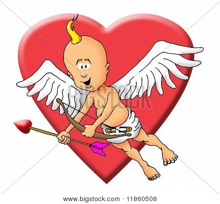 Létající Cupid s lukem a šípem