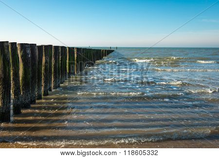 North Sea Breakwater At Low Tide
