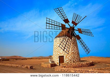 Tefia windmill Fuerteventura at Canary Islands of Spain