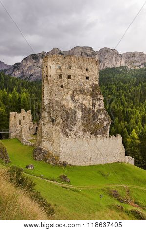Ruins of Burg Buchenstein Castle - Burg Andraz, Dolomites, Italy