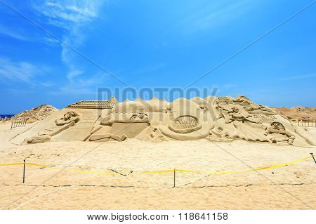 Sand sculptures at the Busan Sand Festival.