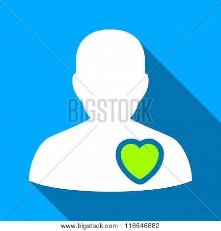Patient Heart Flat Long Shadow Square Icon