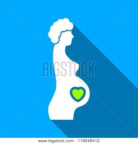Pregnant Female Flat Long Shadow Square Icon
