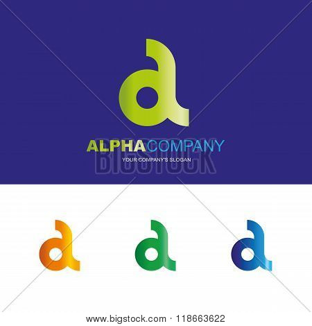 A letter - vector logo design concept illustration. Alpha abstract t letter logo sign for business company. Alpha letter logo corporate identity - visit card, poster, folder, brochure cover.