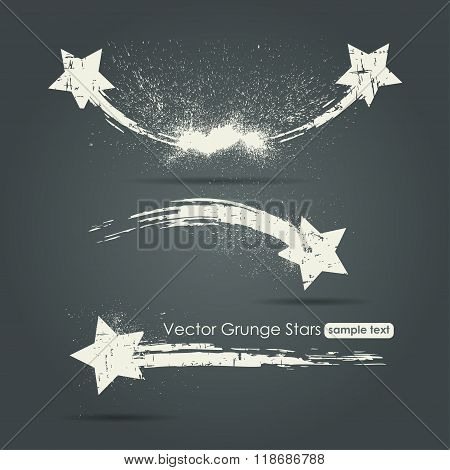 Grunge set of shooting stars