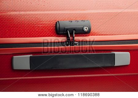 suitcase tsa lock, closeup view
