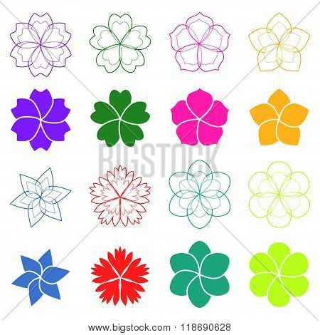 Set Of Flowers, Vector Illustration