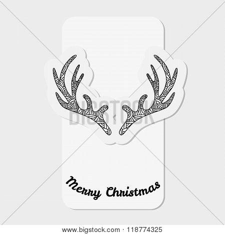 Deer Alers With Abstract Doodle Pattern. Christmas Collection.