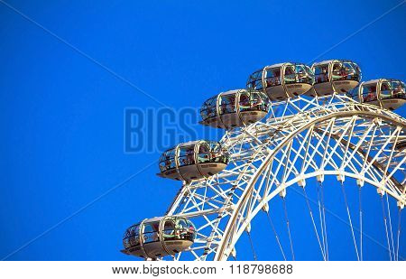 London Eye On Blue Sky Background.