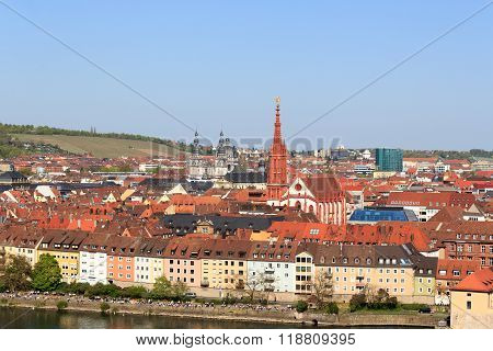 Historic city of Wurzburg Germany with Marienkapelle and Stift Haug