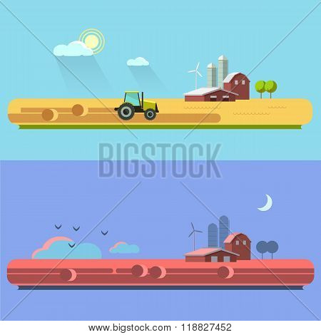Farm Life: Natural Economy, Agriculture,  Harvesting, Life In The Countryside, Rural Landscapes With