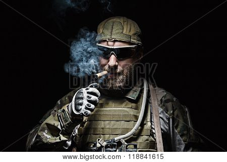 US Army soldier smoking