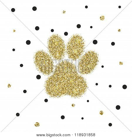 Vectro modern golden glitter animal paw