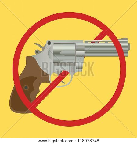 No Gun Ban Control Pistols With Ban-sign Vector Illustration