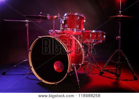 Drum set on a stage