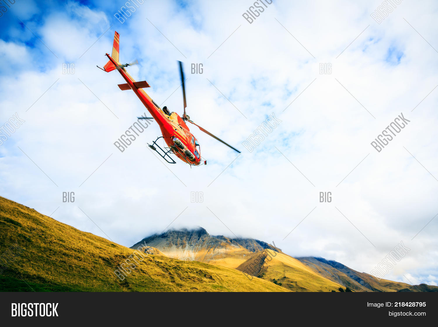 Red Helicopter Flying Image & Photo (Free Trial) Bigstock