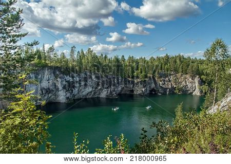 Ruskeala marble canyon, Karelia, Russia in summer sunny day