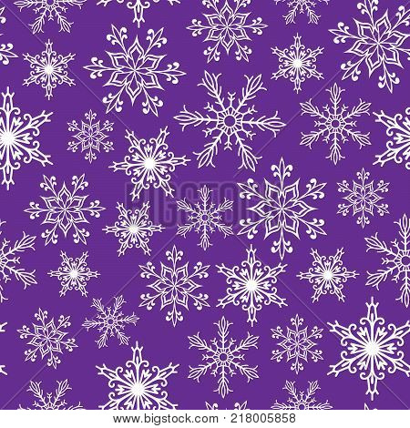 Snowflakes vector icons frozen frost star Christmas decoration snow winter flakes elemets Xmas holiday design. Winter snow traditional beautiful star ornament seamless patetrn