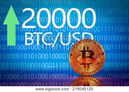 Bitcoin. Market bitcoin price record - twenty thousand 20000 US dollars.