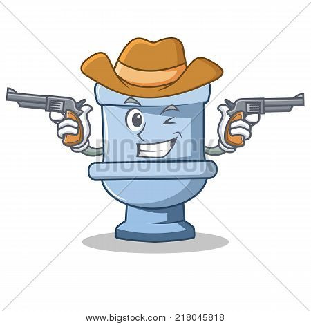 Cowboy toilet character cartoon style vector illustration