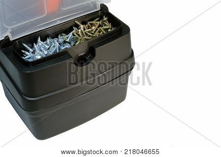 Tool box on a white background. Construction and repair.