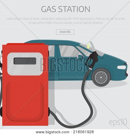 Flat car, pamp station. Infographic vector template. Eps10