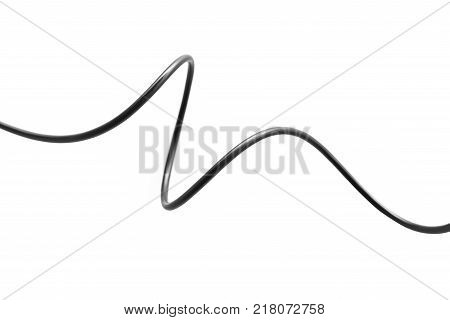 electric black wire cable curled shaped isolate on white background
