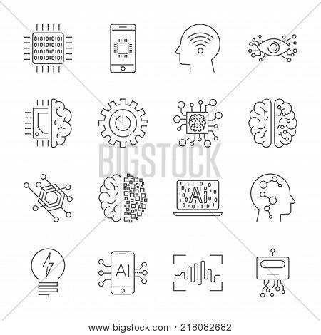 Simple Set of Artificial Intelligence Related Vector Line Icons. EPS 10