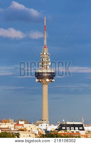 MADRID SPAIN - OCT 10 2014: Torrespana Television Tower in Madrid.