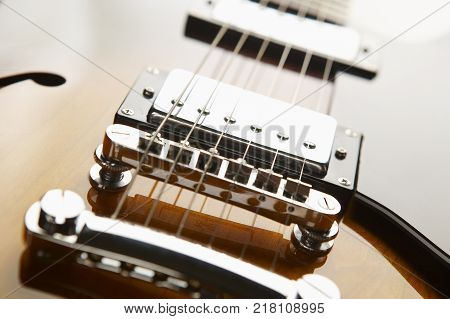 Close Up Of Semi Acoustic Electric Guitar