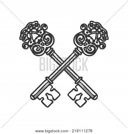 Crossed Keys isolated on white background vector illustration