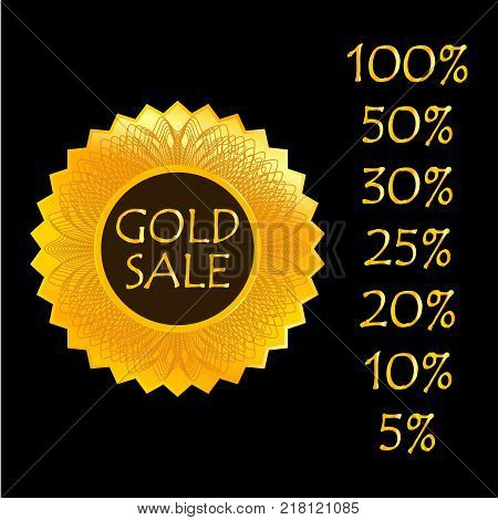 Gold sale. Label, sign, logo. Vector illustration