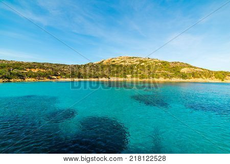 Clear sky over Spalmatore beach in Sardinia