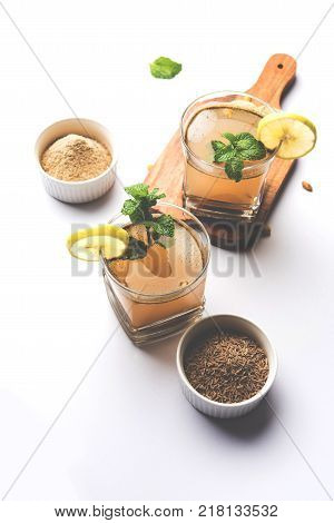 Jal Jeera or Jal-jeera, or jaljira, is an Indian beverage prepared using mixing cumin powder in water and served cold