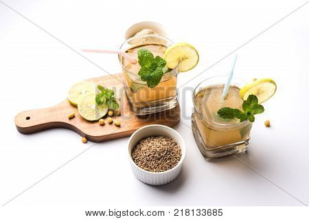 Jal Jeera or Jal-jeera, or jaljira, is an Indian beverage prepared using mixing cumin powder in water and served cold