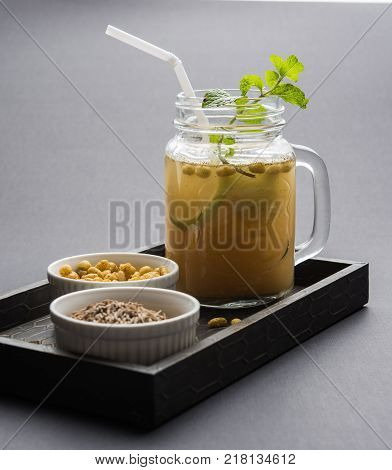 Jal Jeera or Jal-jeera, or jaljira, is an Indian beverage prepared using mixing cumin powder in water and served cold