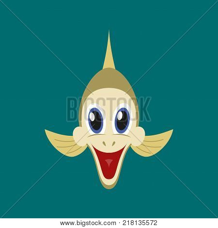 flat icons on theme funny animals a fish
