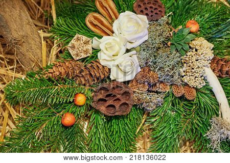 Adven decoration made of branches and flowers