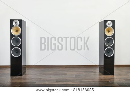 Hi-fi speakers in a room