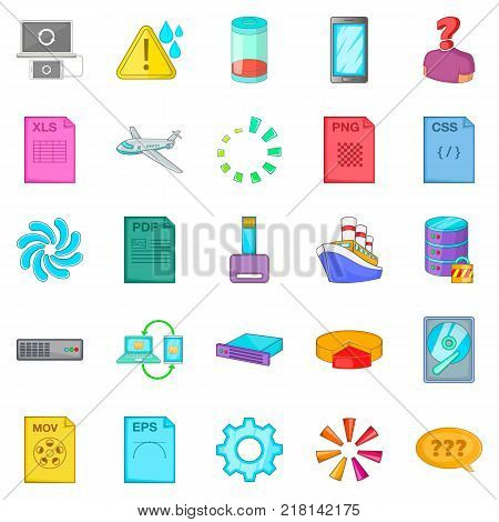 Computing icons set. Cartoon set of 25 computing vector icons for web isolated on white background