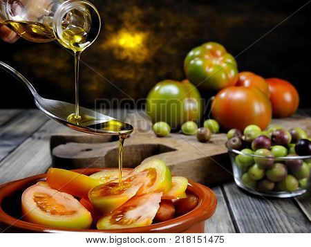 Tomato Salad Dressed With Extra Virgin Olive Oil