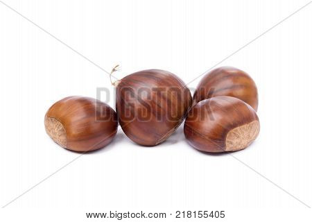 Fresh fruit chestnuts isolated on white background