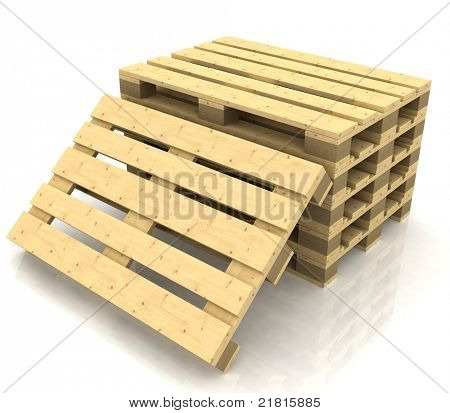 wooden pallets on the white background